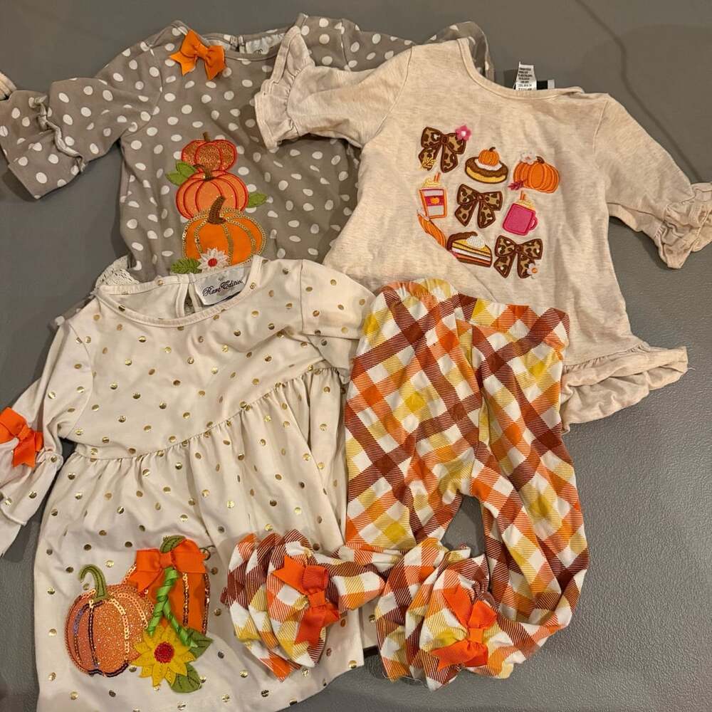 Rare Editions Girls Fall Outfit Lot Size 24 Months Pumpkin Thanksgiving Set